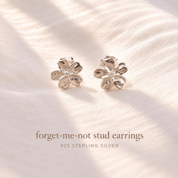 Forget-me-not stud earrings - 925 sterling silver - forget me not jewelry - meaningful gift