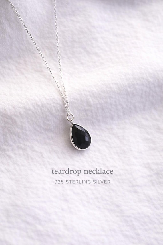 925 silver necklace with teardrop pendant - sterling silver teardrop pendant necklace - minimalist jewelry for women - gift for her