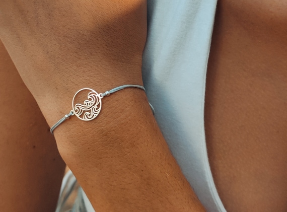 Wave bracelet 925 sterlings silver - ocean jewelry gift for her
