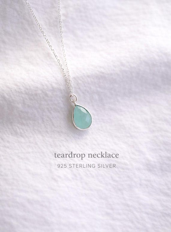 925 sterling silver necklace with turquoise pendant - turquoise teardrop pendant sterling silver necklace gift - gift for women