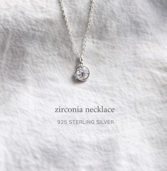 Zirconia necklace 925 silver - sterling silver zirconia necklace gift for her - gift for women