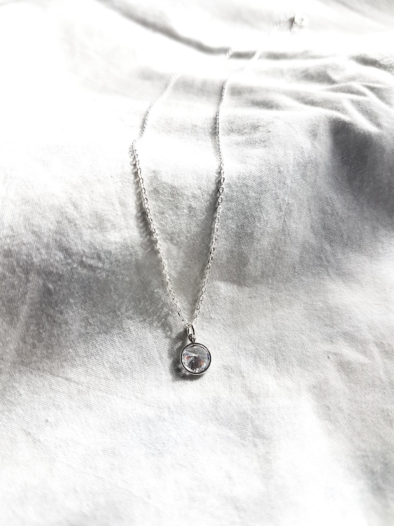 Necklace with zirconia stone, 925 Sterling Silver, women's necklace, zirconia pendant, summer, dainty necklace, gift for her, charity
