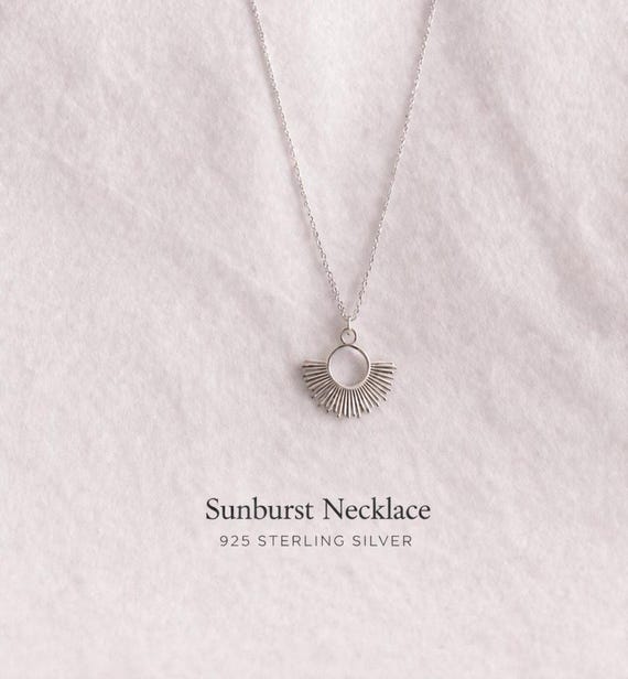 Sunburst necklace, 925 sterling silver - sun pendant necklace, gift