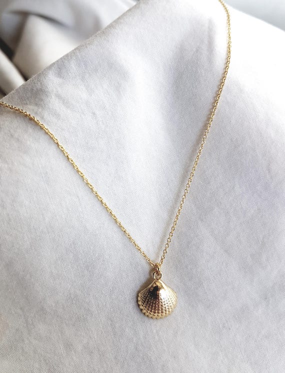 Necklace with shell, 18K gold-plated necklace, birthday gift for women, gold necklace for women, dainty necklace, sun pendant, charity