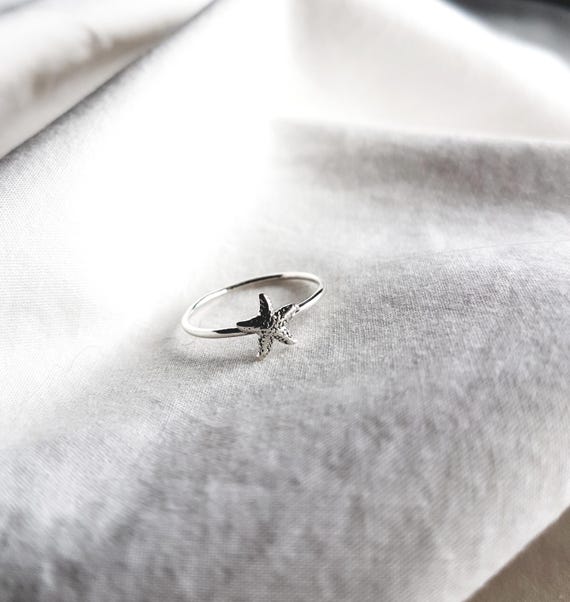 925 Sterling Silver Ring with Starfish, Gift for Woman, Ladies Ring, Dainty Ring, Beach Jewelry for Woman, Gift for Her, Summer, Charity
