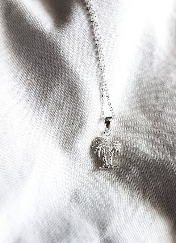 Silver Necklace with Palm Trees,925 Sterling Silver,Necklace Ladies,Beach Jewellery,Birthday Woman,Gift for Her,Palm Trees Pendant,Charity