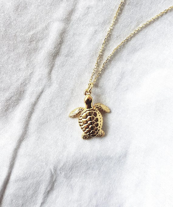 Gold-plated turtle necklace - ocean jewelry
