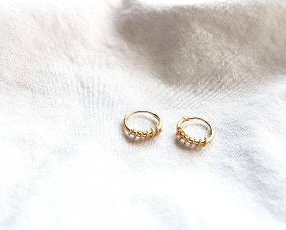 Bali Hoop Earrings Gold, 925 Sterling Silver,Hoop Earrings small 10mm,Beach and Sea,Gift for Her, Ladies Earrings,Jewelry Gift,Sustainable