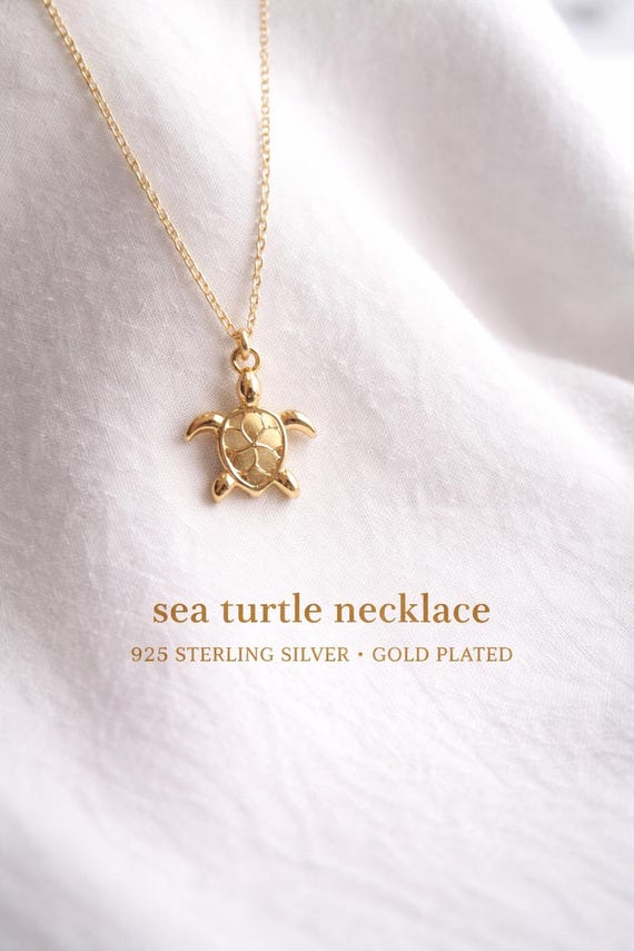 Turtle necklace in gold and sterling silver - jewelry gift for her - gift for women