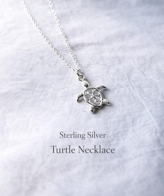 turtle necklace in 925 sterling silver - minimalist jewelry gift for her - ocean inspired