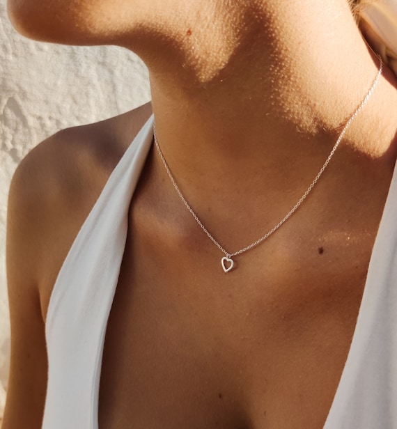 heart necklace 925 sterling silver - valentine's gift for her - love jewelry