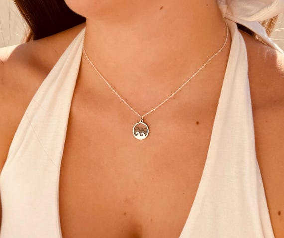 Wave necklace 925 sterling silver - wave necklace silver - minimalist surf jewelry - gift for her