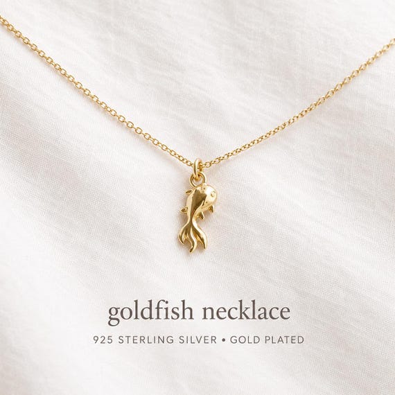 koi fish necklace gold - gift for her - good luck charm