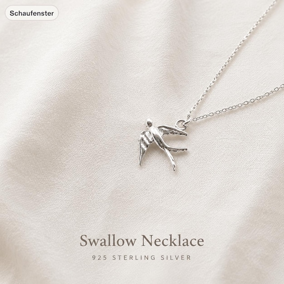 Swallow necklace 925 silver - swallow necklace minimal gift