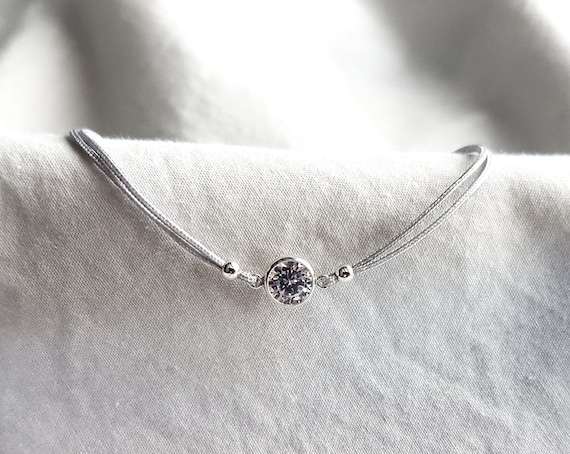 Bracelet with small zirconia stone, birthday gift woman, gift woman, 925 sterling silver bracelet, brilliant white, gift idea