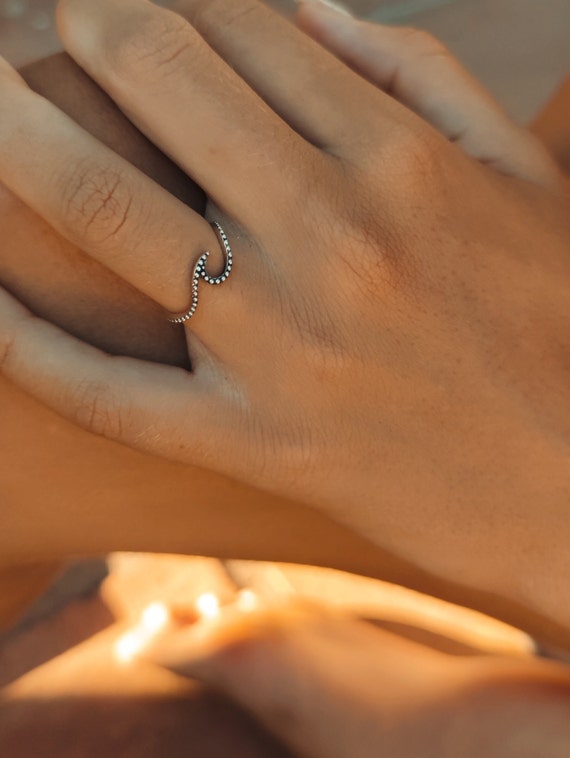 Silver wave ring - 925 sterling silver, gift idea for women, surf jewelry, ocean jewelry