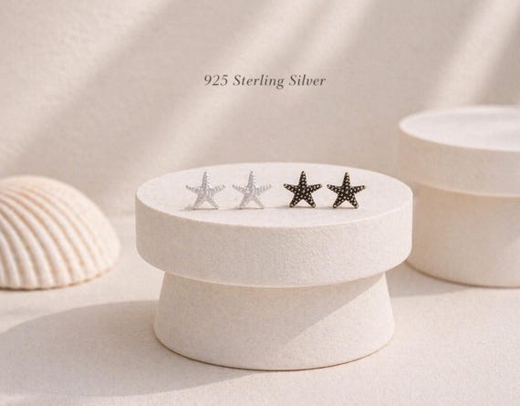 seestern ohrstecker silber -  starfish stud earrings minimalist ocean jewelry