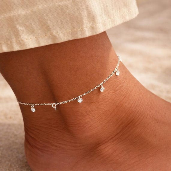sterling silver anklet : available in gold or silver, gift idea for women, beach jewelry, dainty gold anklet, gift for surfers