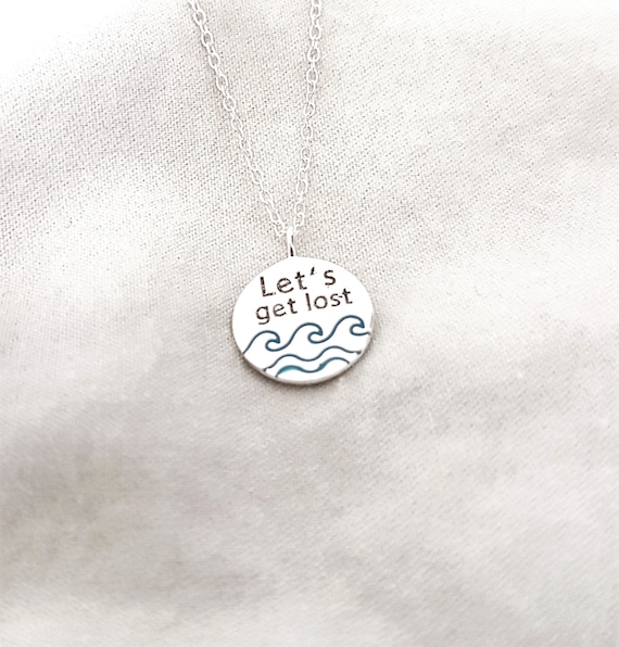 surf necklace 925 sterling silver - minimalist jewelry gift for women - ocean inspired