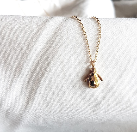 Penguin necklace, 24k gold-plated, birthday gift, penguin pendant, gift for her, ladies necklace, dainty necklace, charity
