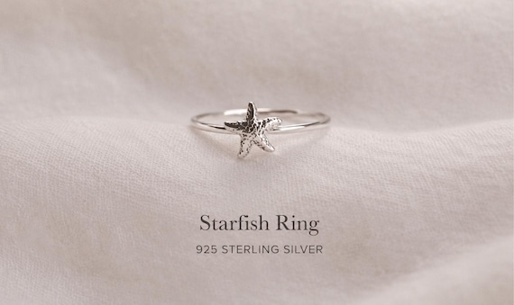 starfish ring 925 sterling silver - jewlery gift for her - minimalist ocean inspired ring