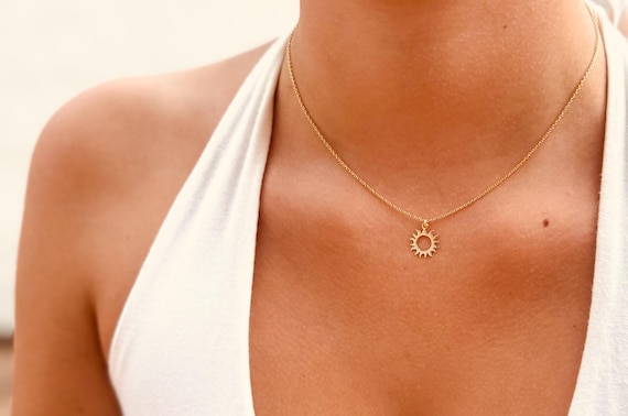 gold plated sun necklace for women - meaningful gift for her - minimalist jewelry