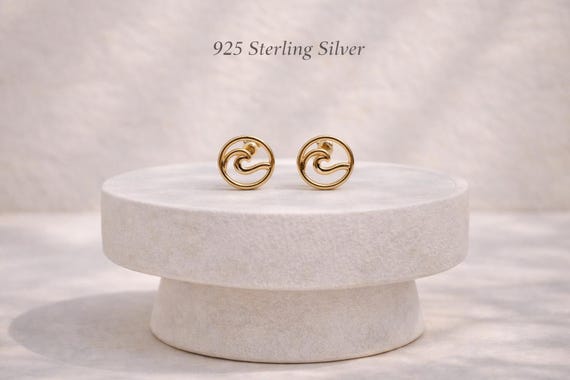 Wave stud earrings in gold - minimalist wave stud earrings - ocean-inspired gift for women - gift for women