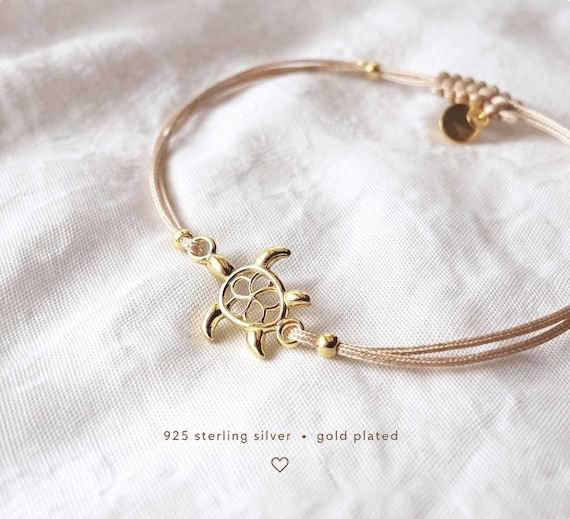 turtle bracelet gold - 925 sterling silver ocean bracelet gift for her - symbol of protection