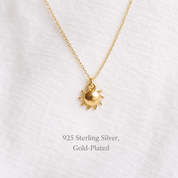 Sun necklace gold 925 silver - 925 sterling silver sun necklace gift - gift for her