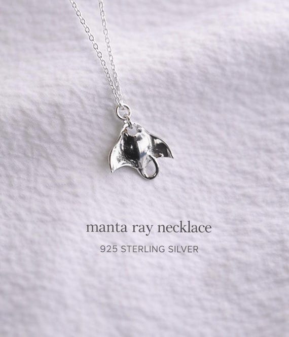 silver manta ray necklace in 925 sterling silver - ocean jewelry gift for women