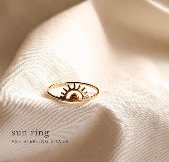 Gold-plated sun ring in 925 sterling silver - beach jewelry gift for her - gift for women