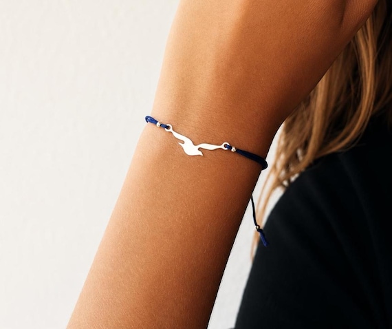 seagull bracelet 925 sterling silver - ocean inspired jewelry, meaningful gift for her