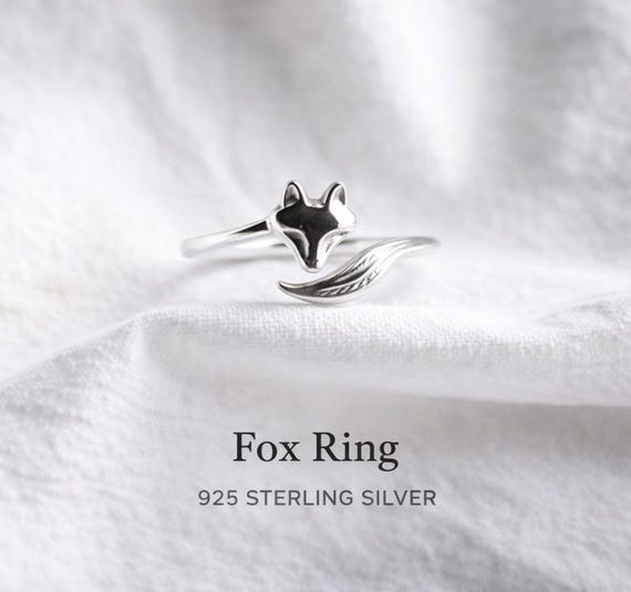 fox ring 925 sterling silver - minimalist jewelry gift for women - gold plated ring