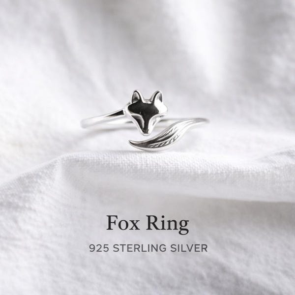 fox ring 925 sterling silver - minimalist jewelry gift for women - gold plated ring