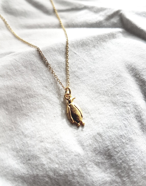 Necklace with penguin, 14k gold plating, birthday gift for woman, adjustable, ladies necklace, dainty necklace, summer jewelry, charity