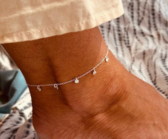 Anklet 925 Sterling Silver, Silver Foot Chain, Beach Jewelry, Women's Silver Jewelry, Gift for Women, Dainty Anklet, Sustainable