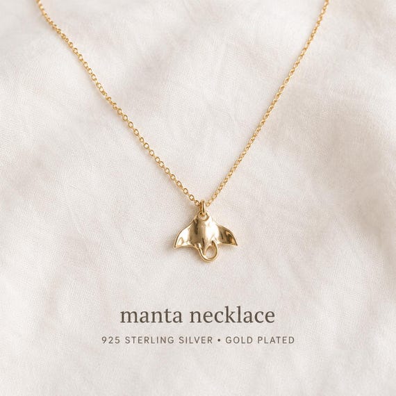 Manta ray necklace gold - manta ray necklace ocean jewelry gift