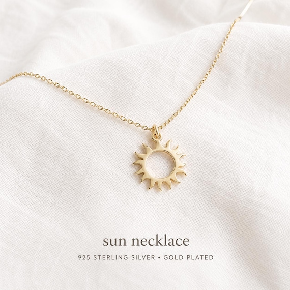 sun necklace gold 925 sterling silver - meaningful gift for her - minimalist jewelry