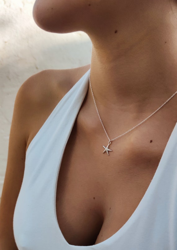 Necklace with small starfish, 925 Sterling silver, birthday gift, dainty necklace, starfish pendant, beach jewelry, gift for woman