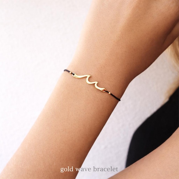 wave bracelet gold - minimalist ocean jewelry for women - gift for her