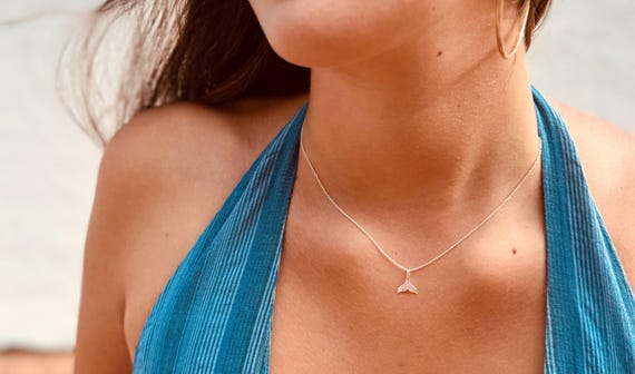 Whale Tail Necklace, 925 Sterling Silver, Women's Necklace,Ocean,Whale Pendant,Dainty Necklace, Gift for Women, Beach Jewelry, Charity Shop