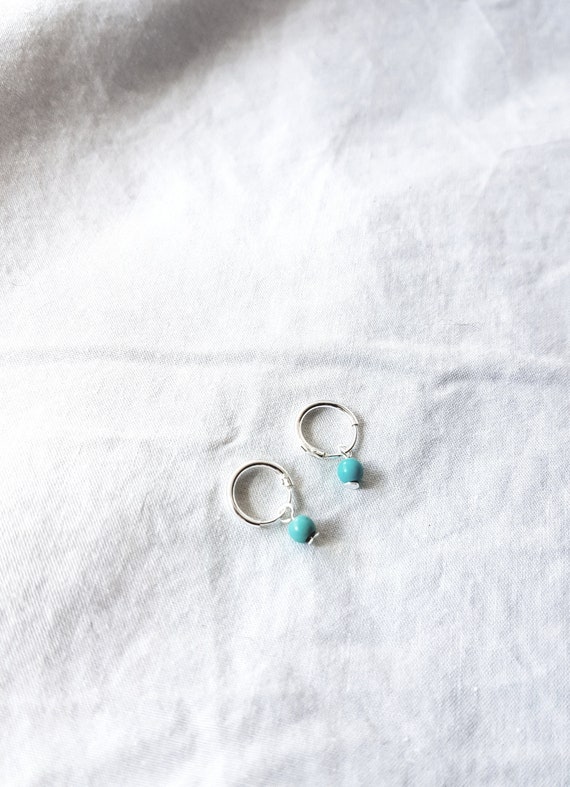 Small hoop earrings with pearl, 925 sterling silver, hoops with pearl, gift for women, earrings ladies, silver earrings, charity