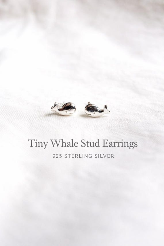 Whale ear studs, 925 sterling silver - ocean-inspired gift - gift idea for women