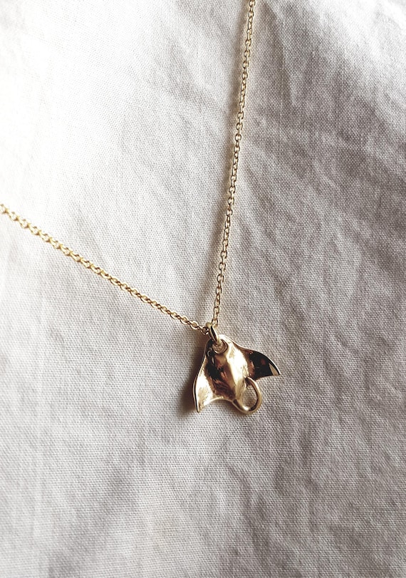 Manta Ray Pendant Necklace, Gold Plated Necklace, Ocean Jewelry, Gift for Women, Diving, Gold Jewelry, Sea Lover