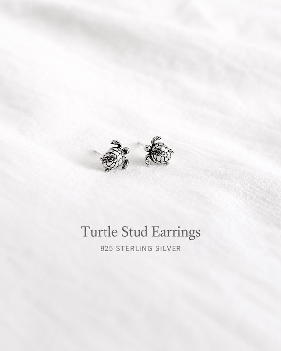 turtle stud earrings sterling silver - turtle stud earrings gift