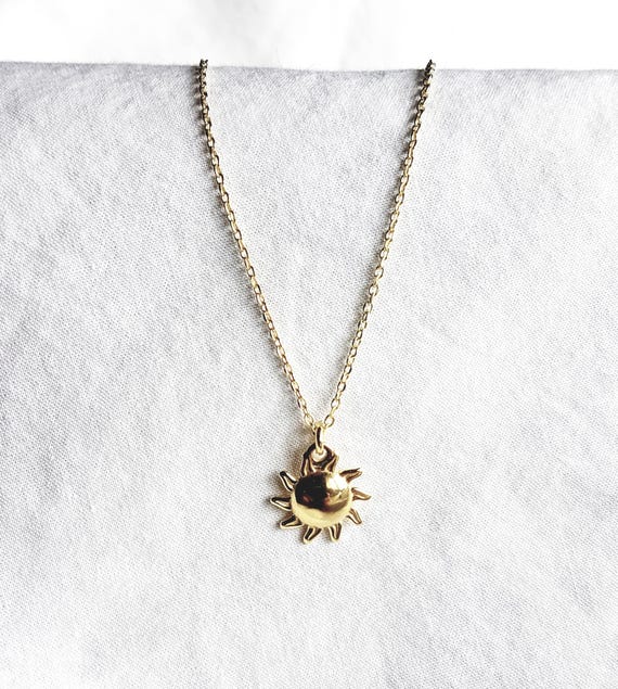 Gold-plated necklace with small sun pendant - birthday gift for women - 925 sterling silver sun necklace, gold plated - gift for women