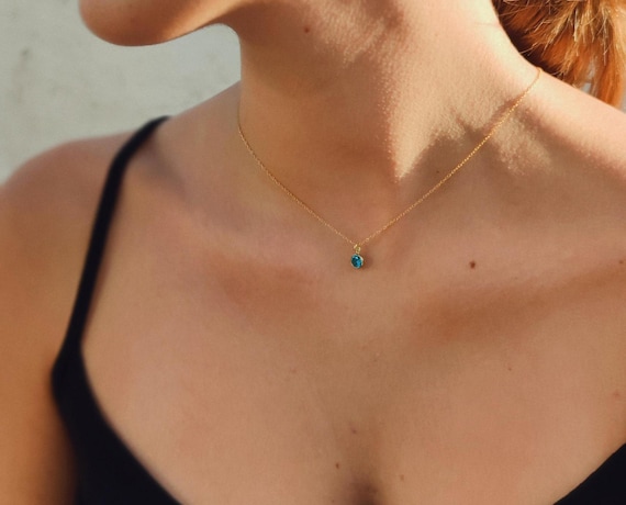 minimalist gold-plated necklace in 925 sterling silver - ocean jewelry gift for women