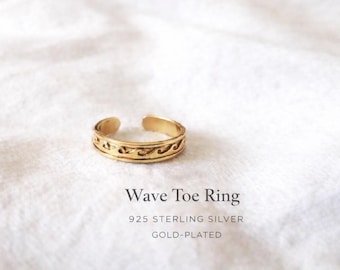 Anello per alluce a onda in oro - Anello per alluce a onda in argento sterling 925