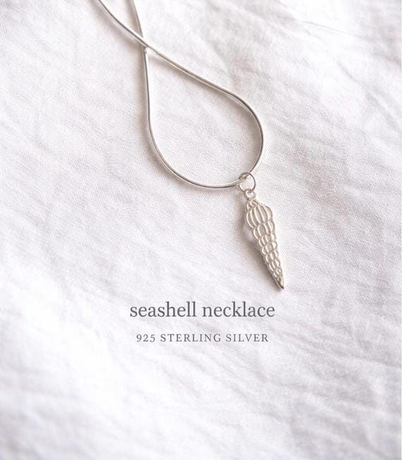 shell necklace 925 sterling silver - gift for women - minimalist ocean jewelry