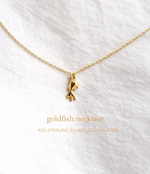 koi fish necklace gold - gift for her - good luck charm